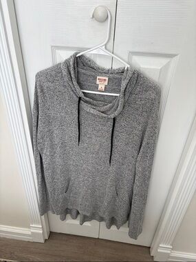 Mossimo Supply Co. Heather Grey Cowl Neck Pullover Hoodie